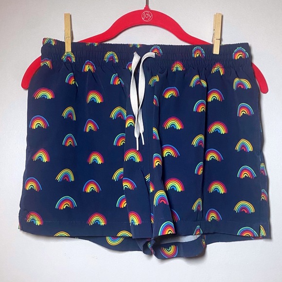 Chubbies Rainbow Swim Trunks Navy Blue Medium 4" Inseam Drawstring Shorts - Picture 1 of 5